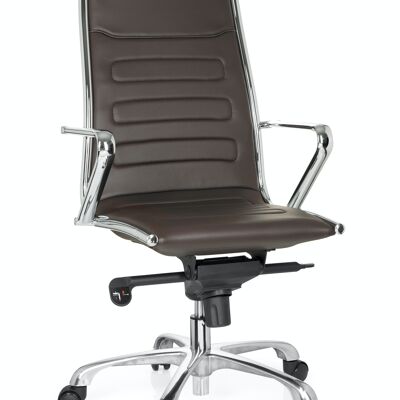 Professional executive chair PARIBA III Ergonomically shaped office chair, high backrest, faux leather, brown