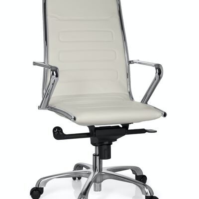 Professional executive chair PARIBA III Ergonomically shaped office chair, high backrest, imitation leather, cream white