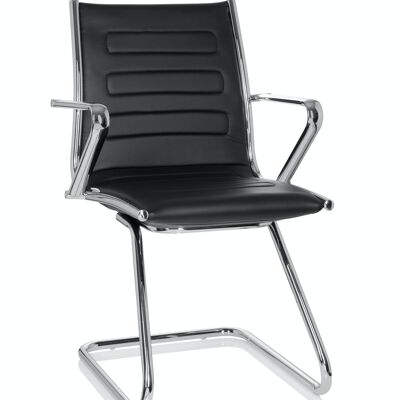 Visitor chair PARIBA V III Cantilever chair with armrests, steel frame, imitation leather, black