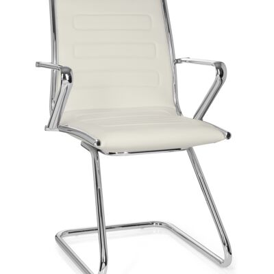 Visitor chair PARIBA V III Cantilever chair with armrests, steel frame, imitation leather, white