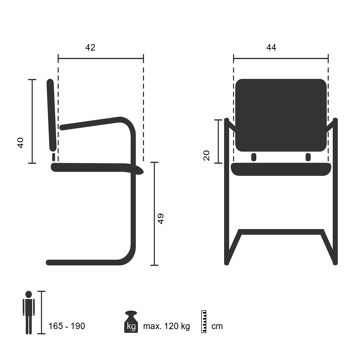 Chaise visiteur PARIBA V III Chaise cantilever avec accoudoirs, structure en acier, simili cuir, blanc 2