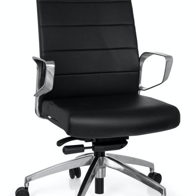 Chaise de bureau professionnelle PROVIDER Chaise pivotante à dossier haut, simili cuir, noir