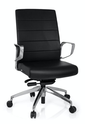 Chaise de bureau professionnelle PROVIDER Chaise pivotante à dossier haut, simili cuir, noir 1