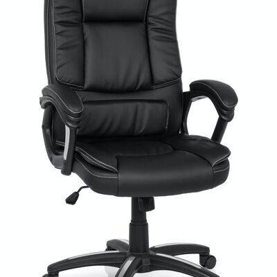 Silla de oficina RELAX CL120 Silla ejecutiva con reposabrazos, acolchado grueso, símil piel, negro