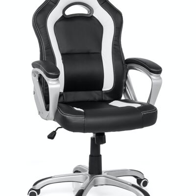 Chaise de jeu / chaise de bureau GAMING ZONE PRO AB100 simili cuir noir/blanc