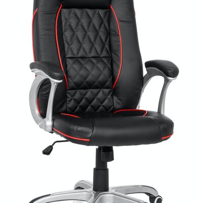 Silla de oficina XXL RELAX AB100 sillón ejecutivo con función basculante, piel sintética, negro/rojo