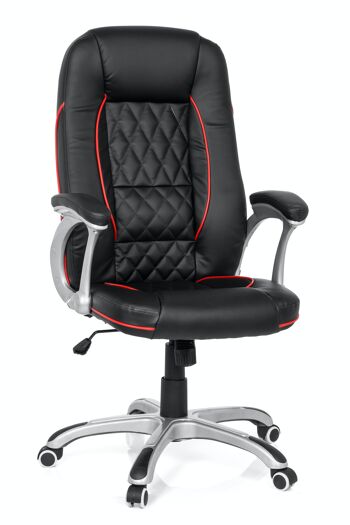 Fauteuil de bureau XXL RELAX AB100 fauteuil de direction avec fonction bascule, similicuir, noir/rouge 1