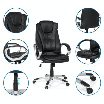 Fauteuil de direction XXL RELAX WB100 fauteuil de bureau ergonomique, simili cuir, noir 2