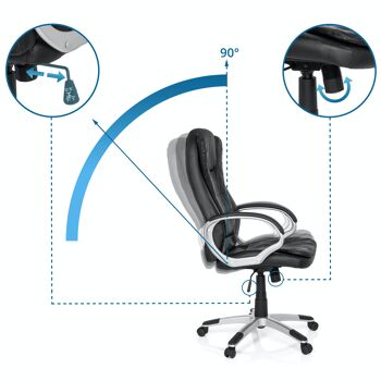 Fauteuil de direction XXL RELAX WB100 fauteuil de bureau ergonomique, simili cuir, noir 3