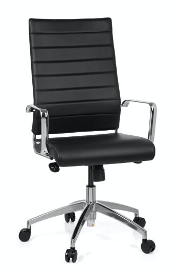 Chaise de bureau / chaise de direction PONTERA PRO Chaise pivotante avec dossier haut, simili cuir, noir 1