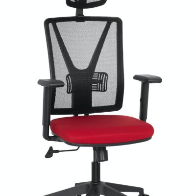 Chaise de bureau CARLOW PRO chaise pivotante ergonomique avec appui-tête, support lombaire, résille, rouge
