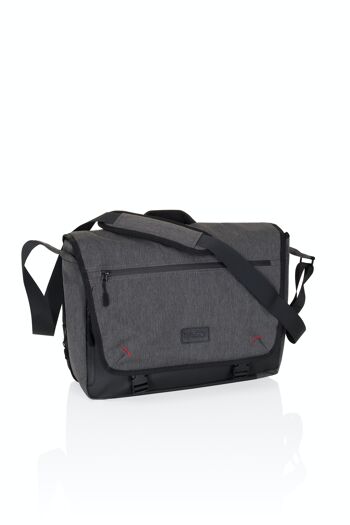 Sacoche pour ordinateur portable 2 en 1 / sac à bandoulière UNITE II chiné 16 pouces, sac avec bandoulière, Gau/Noir 1