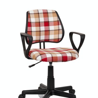 Chaise de bureau pour enfant / chaise pour enfant KIDDY CD SQUARE Tissu, rouge/blanc/marron
