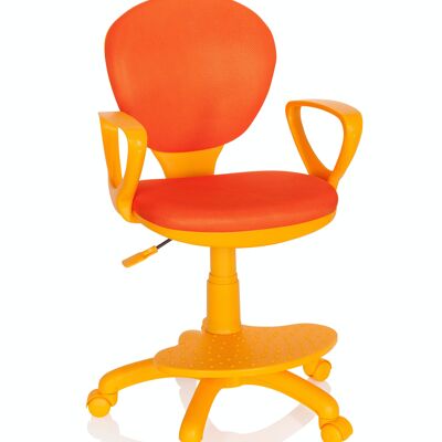 Sedia per bambini / sedia da scrivania KID COLOR tessuto, poggiapiedi e sedile regolabili in altezza, arancione