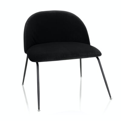 Lounge chair VELVO Living chair with metal legs, comfortably upholstered, velvet, black
