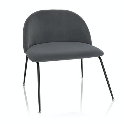 Lounge chair VELVO Living chair with metal legs, comfortably upholstered, velvet, grey