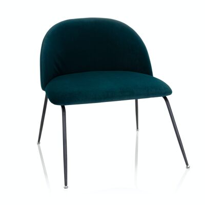 Lounge chair VELVO Living chair with metal legs, comfortably upholstered, velvet, petrol