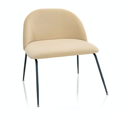 Lounge chair VELVO Living chair with metal legs, comfortably upholstered, velvet, beige