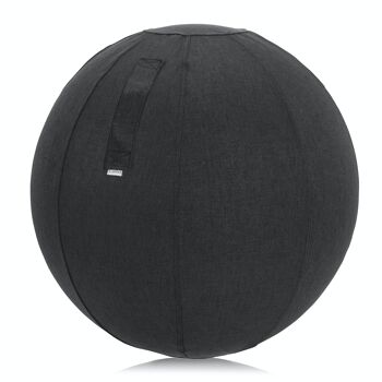 Ballon assis Ballon de gymnastique ergonomique en tissu AKTEVIO 10 avec housse, poignée de transport incluse, noir 1