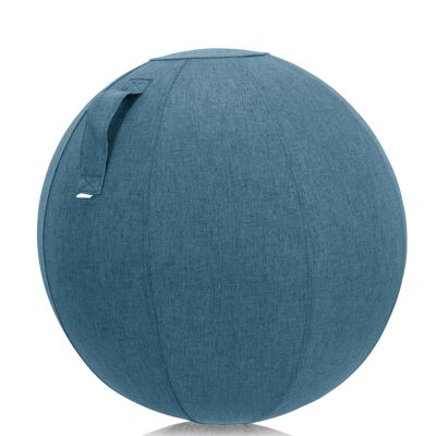 Pelota ergonómica para sentarse AKTEVIO 10 Pelota de gimnasia de tela con funda, incluye asa de transporte, azul