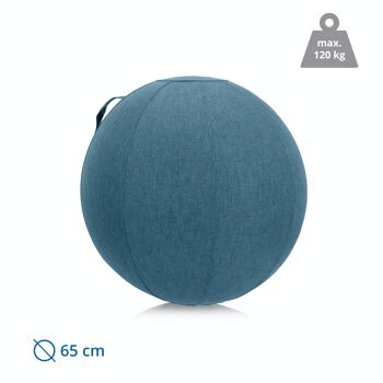 Ballon assis ergonomique AKTEVIO 10 ballon de gymnastique en tissu avec housse, poignée de transport incluse, bleu 4