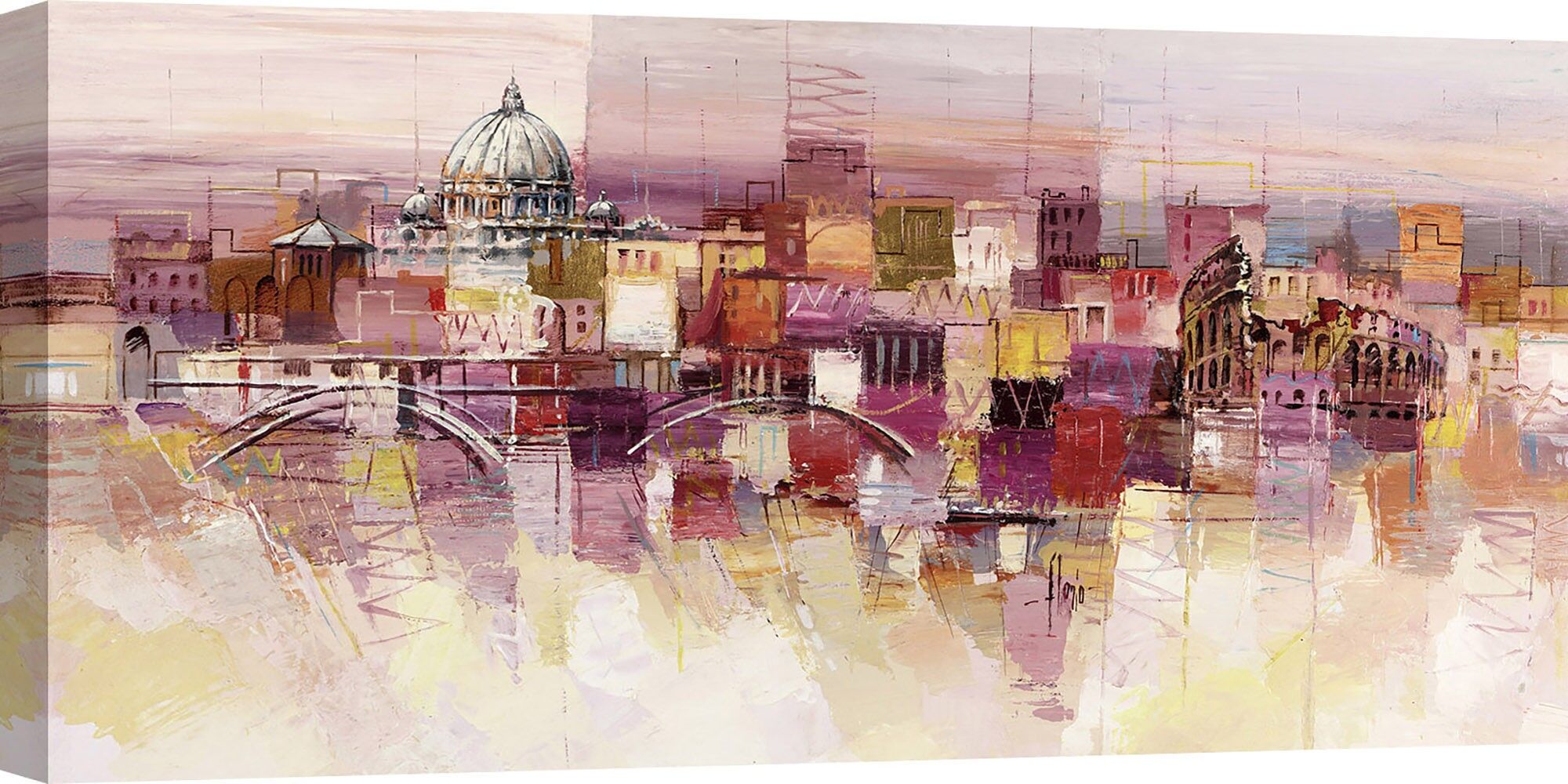 Peinture moderne, impression sur toile : Luigi Florio, Rêver de Rome