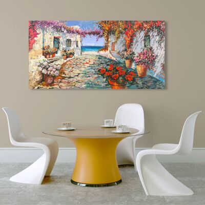 Modern painting, print on canvas: Luigi Florio, Mediterranean square