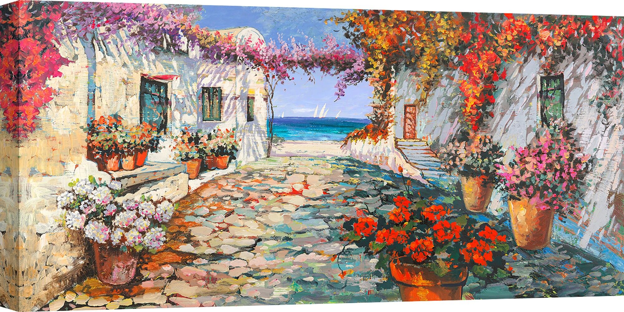 Modern painting, print on canvas: Luigi Florio, Mediterranean square