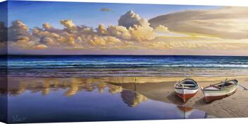 Image avec paysage marin, sur toile : Adriano Galasso, Bateaux sur le rivage 1