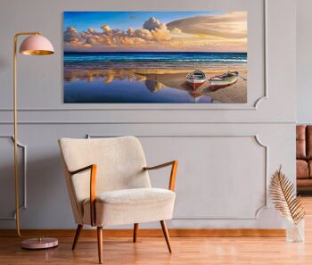 Image avec paysage marin, sur toile : Adriano Galasso, Bateaux sur le rivage 2