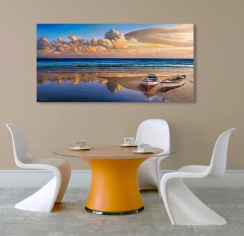 Image avec paysage marin, sur toile : Adriano Galasso, Bateaux sur le rivage 3