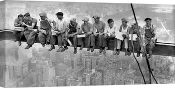 Cadre avec photographie d'époque, impression sur toile : Charles C. Ebbets, Workers who have lunch on the beam, New York 1932 1