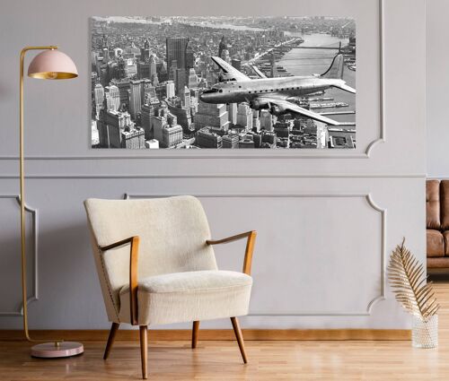 Quadro con fotografia d'epoca, stampa su tela: Aereo che sorvola Manhattan, NYC