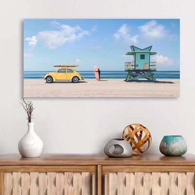 Picture with fine art photography, print on canvas: Gasoline Images, Waiting for the waves, Miami Beach