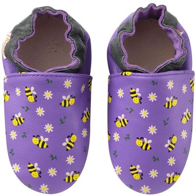 Chaussons cuir souple Mireille les abeilles