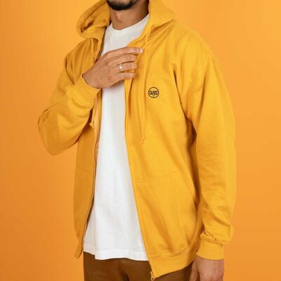 The Classics Zipper Hoodie - Embroidered Logo - Mustard Yellow - Small