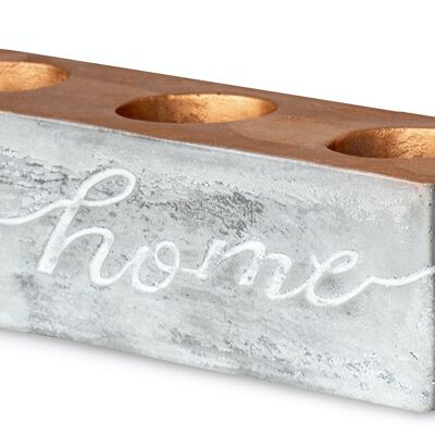 Photophore Béton Cuivre Maison 23x6cm Bougeoir Industriel Rétro