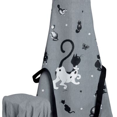 Dubout children's kitchen apron and hat Black/white 52 x 63