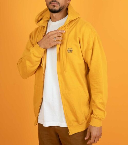 The Classics Zipper Hoodie - Embroidered Logo - Mustard Yellow - Large