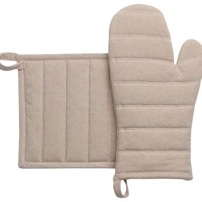 Jona Natural recycled kitchen glove/potholder set 15 x 30