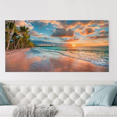 Quadro fotografico, stampa su tela: Pangea Images, Spiaggia al tramonto, Maui, Hawaii