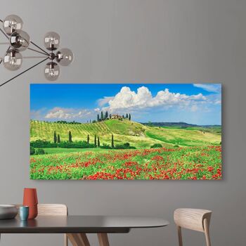 Peinture photographique, impression sur toile : Frank Krahmer, Cyprès et coquelicots, Val d'Orcia, Toscane 3