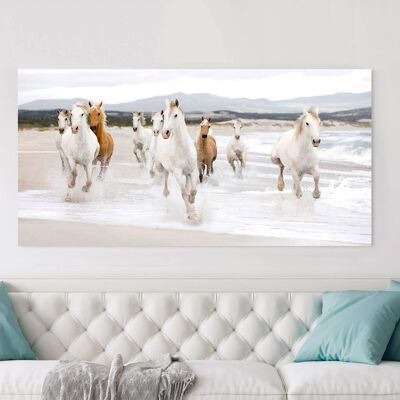 Quadro fotografico, stampa su tela: Zero Creative Studio, Cavalli sulla spiaggia