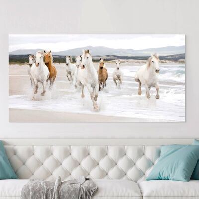 Pintura fotográfica, impresión sobre lienzo: Zero Creative Studio, Caballos en la playa