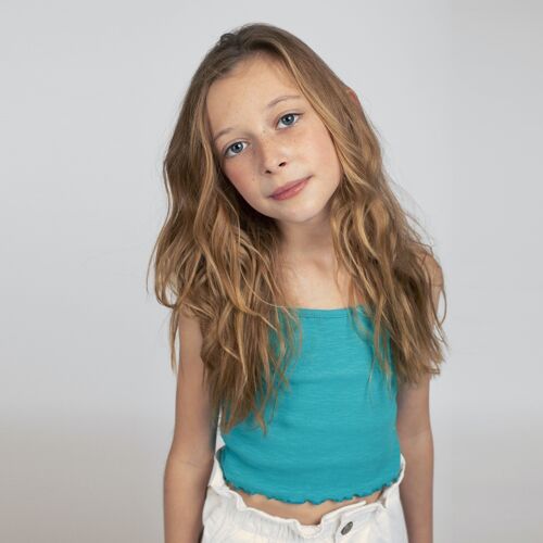 Girl's turquoise tank top T-shirt CATOPIN