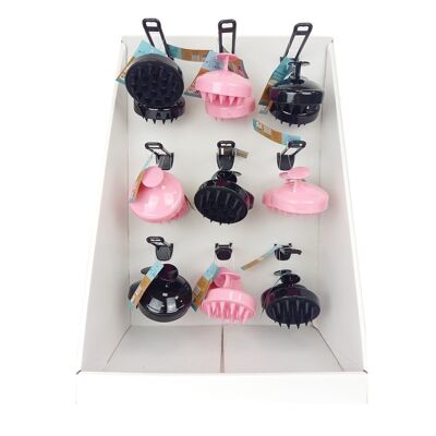 DISPLAY 18 massage brushes - Black and Pink - FEEL NATURAL