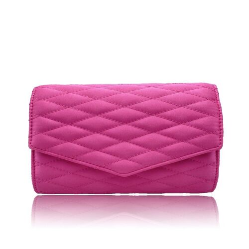 Rose Satin Quilted Evening Clutch Bag