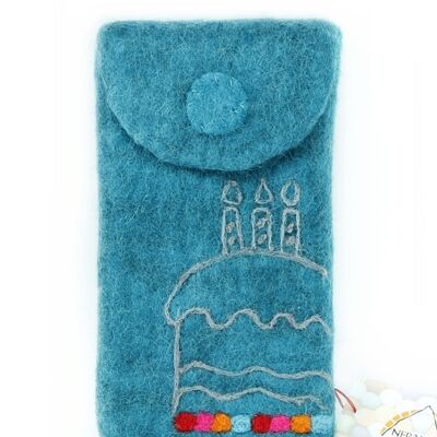 Mobile phone case birthday cake turquoise