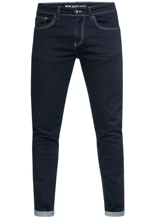 Jeanshose Dark Blue Used "MELVIN" Stretch Slim Fit NOOS Herren-Jeans-Hose 5-Pocket Business Pants 12224-2