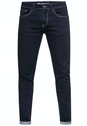 Pantalon jeans bleu foncé usé "MELVIN" stretch slim fit NOOS pantalon jeans homme 5 poches pantalon business 12224-2 1